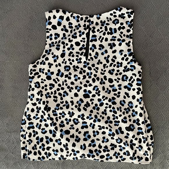Zara Blue Leopard Print Sleeveless Top - Picture 2 of 4